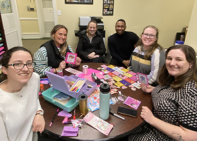 Young professional ERG creating valentines